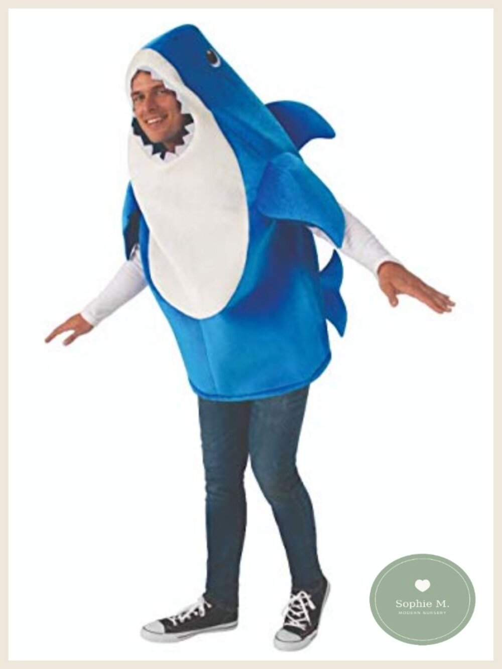 Daddy Shark Adult Costume Romper with Sound Chip Officially Licensed Halloween